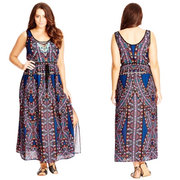 Size 16 City Chic Biba Printed Maxi Dress - Picture 2 of 9